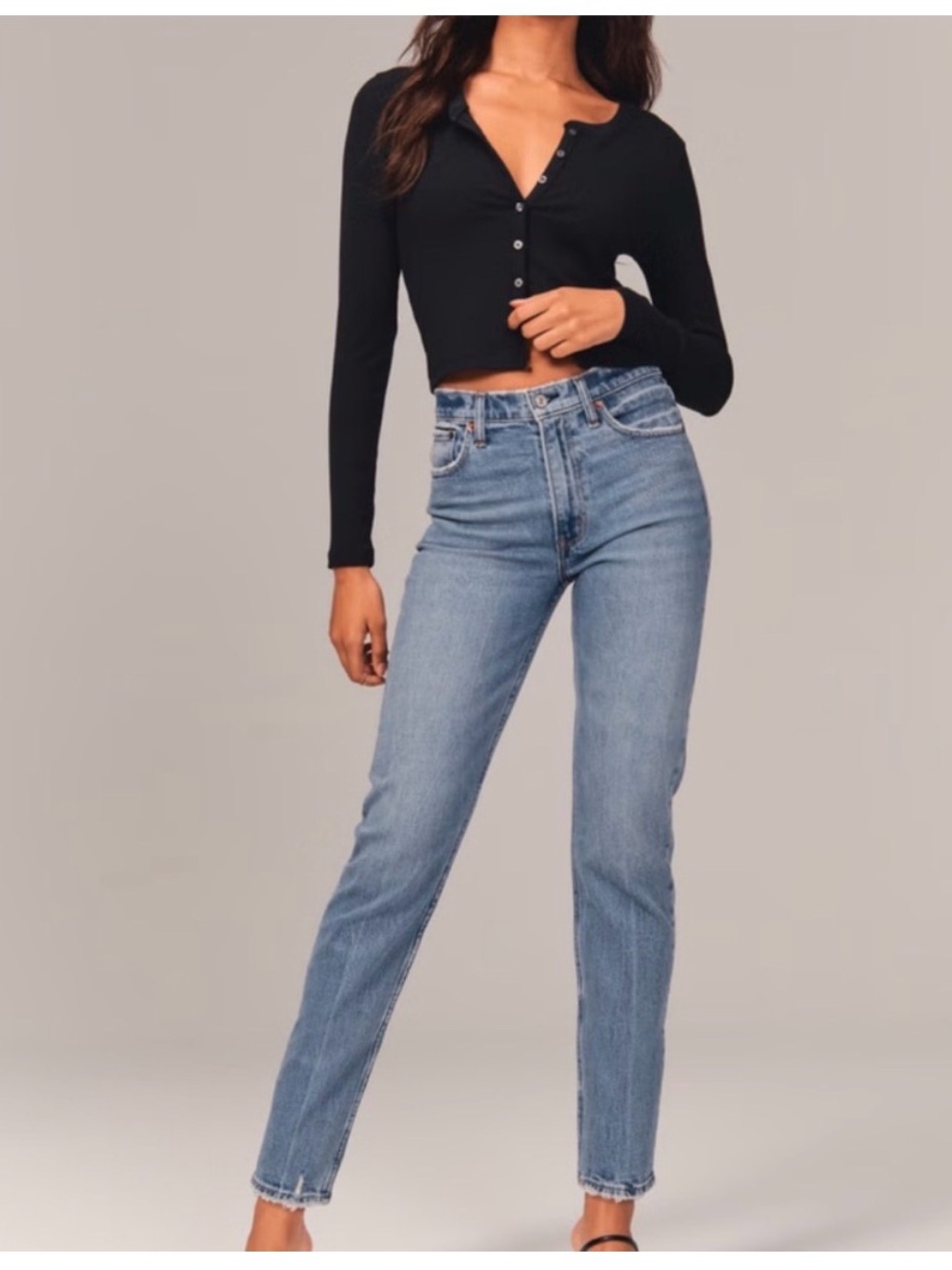 Abercrombie & Fitch Women's High-Rise Straight Jeans - Light Blue